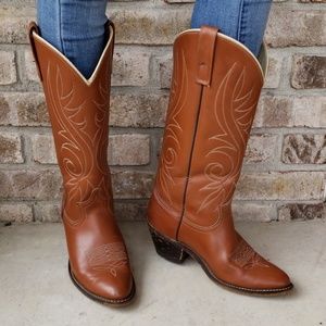 ACME leather sienna brown western cowboy boots 6M